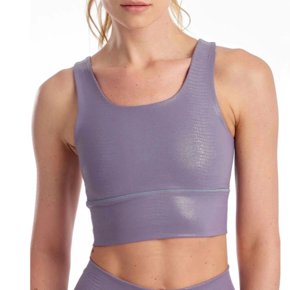 NEW DYI Elevate Sports Bra Crop Top NEW Moonstone Reptile Shine Purple Small Gym